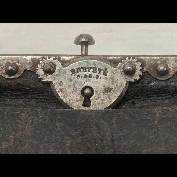 Antique civil war era Brevete Leather locking Black handmade Messenger B… - Picture 2 of 14